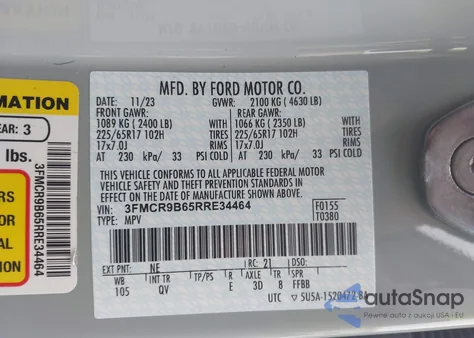 2024 Ford Bronco Sport Big Bend from USA, damaged, VIN 3FMCR9B65RRE34464